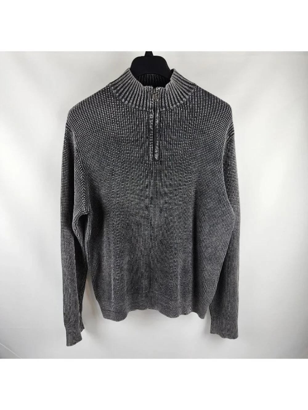 Lucky Brand Sweater Mens XL 1/2 Zip Washed Cotton Mock Neck Gray Style 7m50725